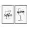 Stupell Industries Simple Coffee Wine Drawing 2 pc Framed Giclee Wall Art Set Design by Martina Pavlova